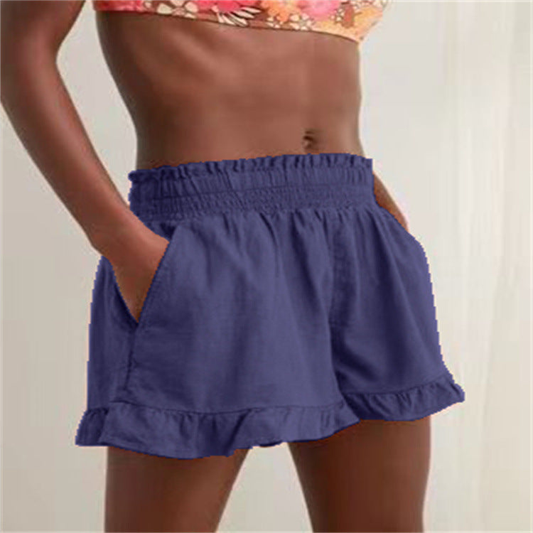 Damen Lockere Shorts mit Volant und Taschen WW