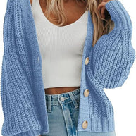 Damen Strickjacke mit Ballonärmeln WW