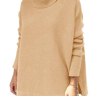 Damen oversize Rollkragenpullover mit strukturiertem Strickdesign WW