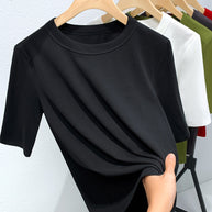 Damen Basic T-Shirt mit weicher Baumwollmischung und körperbetonter Passform WW