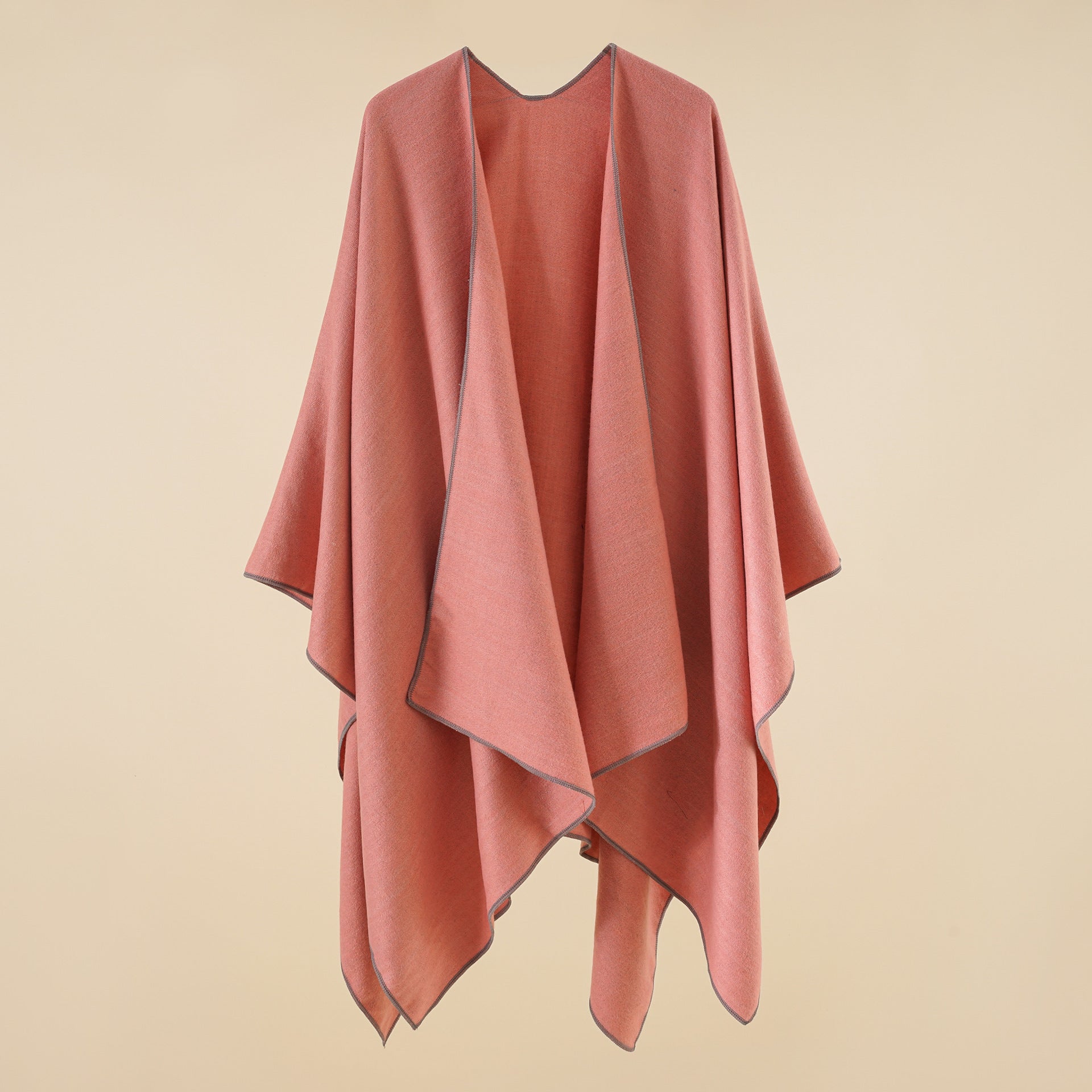 Damen Eleganter Wickelp Poncho aus weichem Wollmix WW