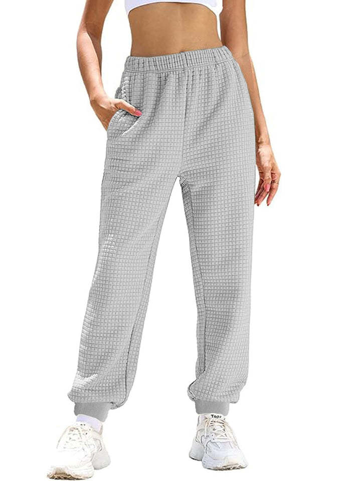 Damen lockere Waffelstruktur Jogginghose W&W Mode