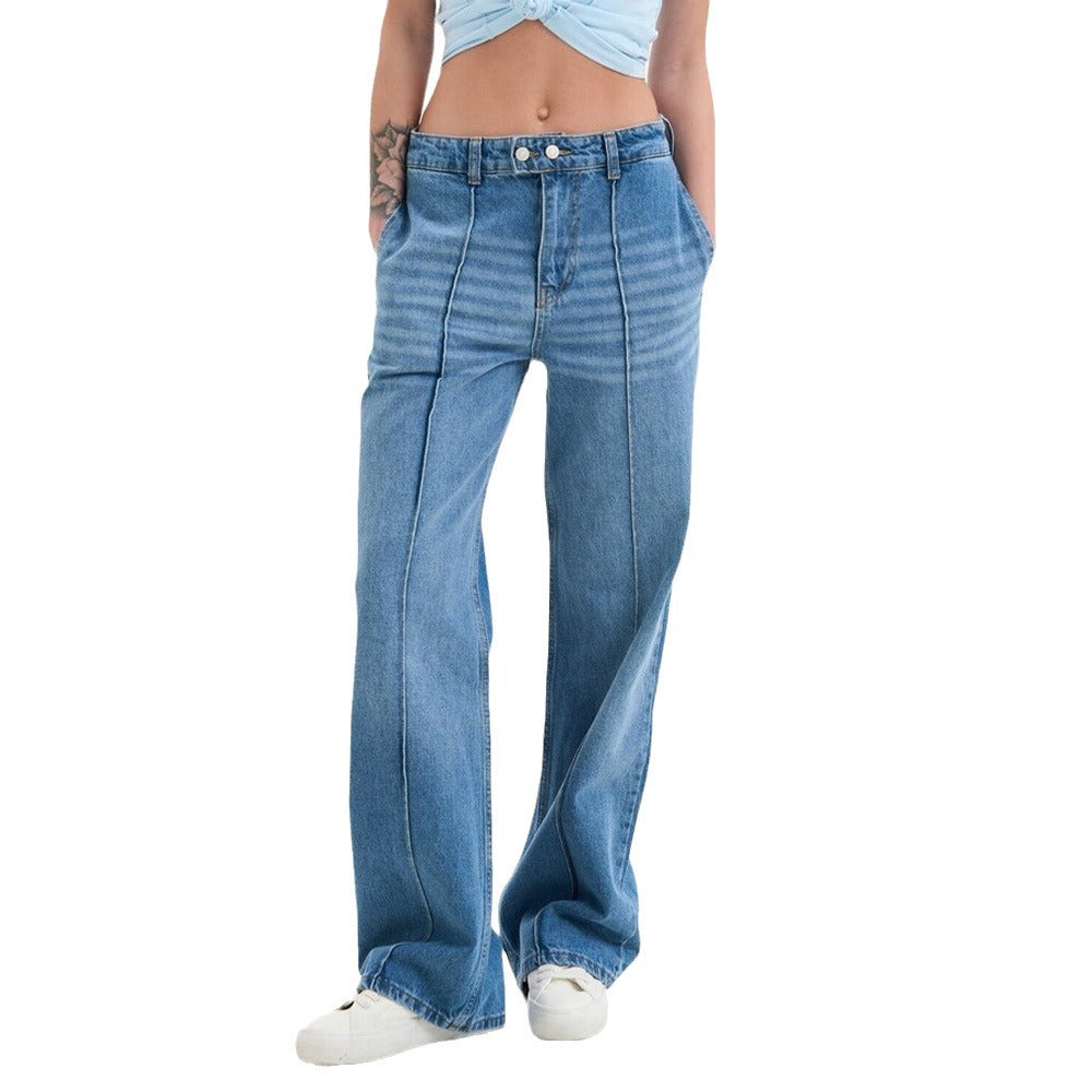 Damen weite high-waist Jeans mit trendigem Vintage-Design WW
