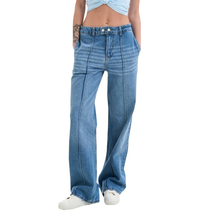 Damen weite high-waist Jeans mit trendigem Vintage-Design WW