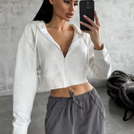 Damen Sportliche Crop-Top Jacke WW