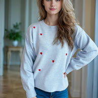Damen Pullover mit verspieltem Herzdesign WW