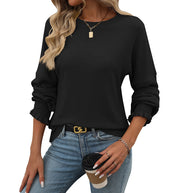 Damen lässiger Pullover mit feiner Rippstruktur und elastischen Bündchen WW
