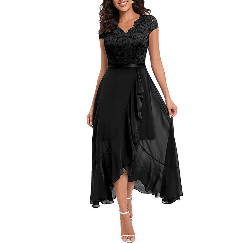 Damen High-Low Spitzen Abendkleid WW