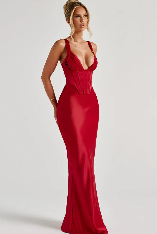 Damen Abendkleid mit Korsett-Oberteil und schimmerendem Finish WW