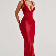 Damen Abendkleid mit Korsett-Oberteil und schimmerendem Finish WW