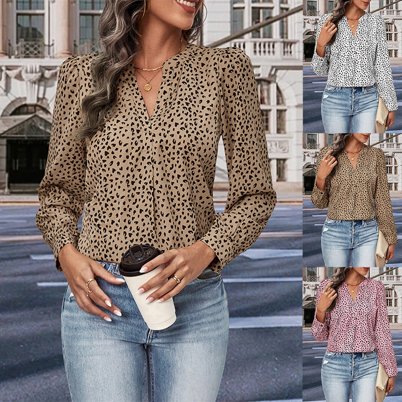 Damen Bluse mit modernen Punkte-Design und eleganten Rüschen WW