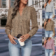 Damen Bluse mit modernen Punkte-Design und eleganten Rüschen WW