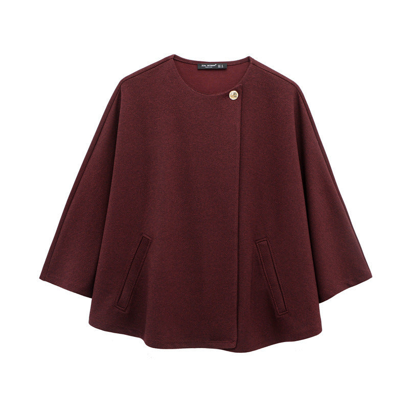 WW | Umhang-Jacke mit Knopfdekoration und langem Umhang