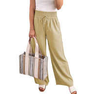 Damen Bequeme und lässige Palazzo-Hose mit Kordelzug WW