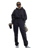 Damen Fleece-Jogginganzug mit Oversized-Hoodie und elastischem Bund WW