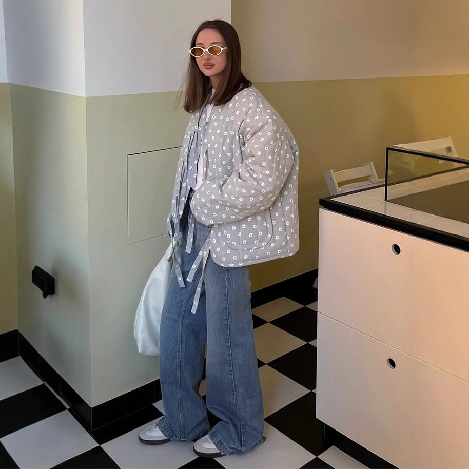 Damen Steppjacke mit großflächigen Punkten und lockerer Passform WW