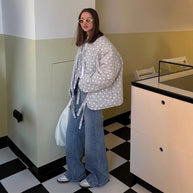 Damen Steppjacke mit großflächigen Punkten und lockerer Passform WW