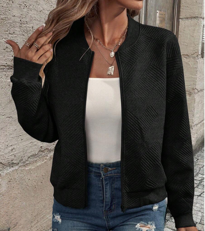 Damen sportliche Bomberjacke mit strukturiertem Design und praktischen Taschen WW