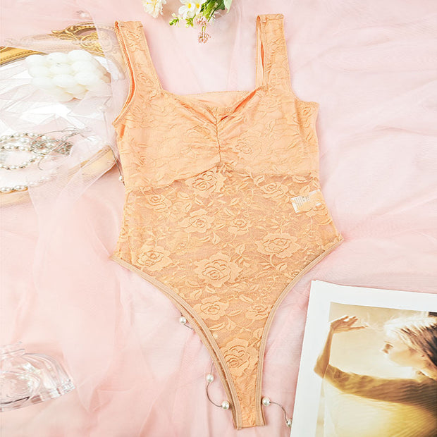 Damen Spitzen-Bodysuit mit floralem Design und konturierendem Schnitt WW