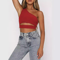 Damen Crop-Top mit asymmetrischem Design und Cut-Out-Details WW