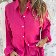 Damen lässiges Hemd-Outfit mit Shorts im Übergröße Design WW