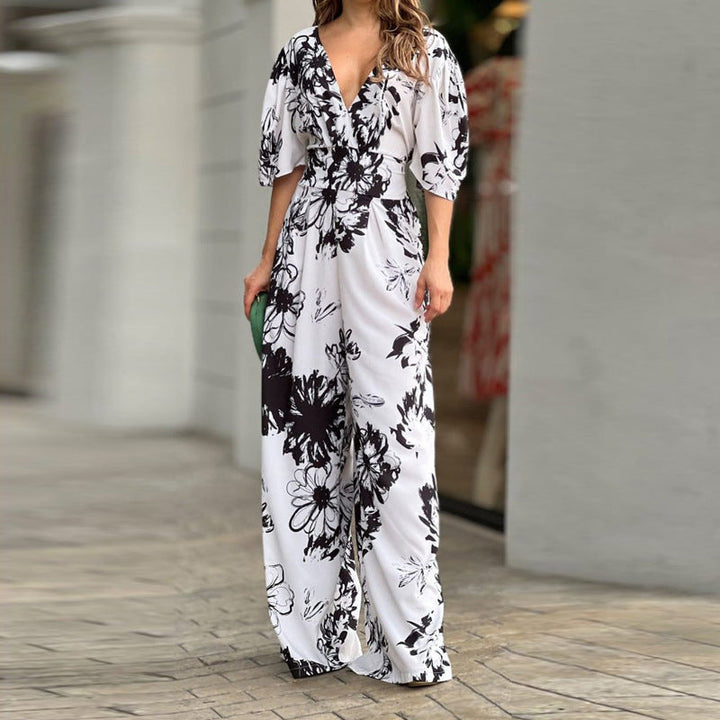 Damen Eleganter Jumpsuit mit floralem Muster W&W Mode