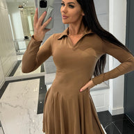 Damen Sportliches Kleid mit Polokragen und schwingendem Rock WW
