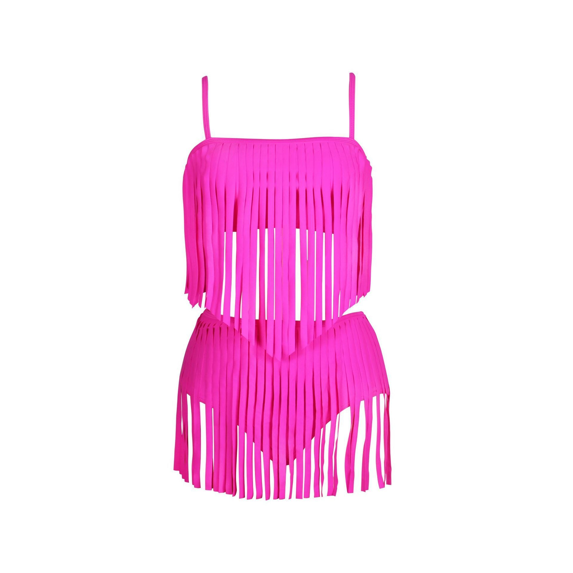 Damen Fransen-Bikini-Set mit modischem Oberteil und figurbetontem Unterteil WW