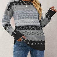 Damen Strickpullover mit geometrischem Muster WW