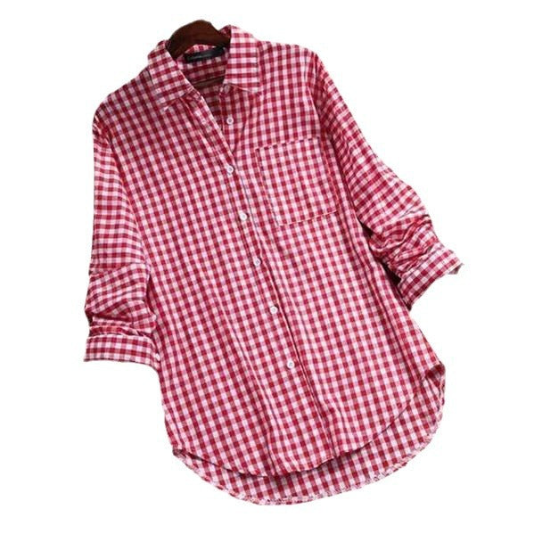 Damen Karierte Hemdbluse aus hochwertigem Baumwollmix mit komfortabler Passform WW