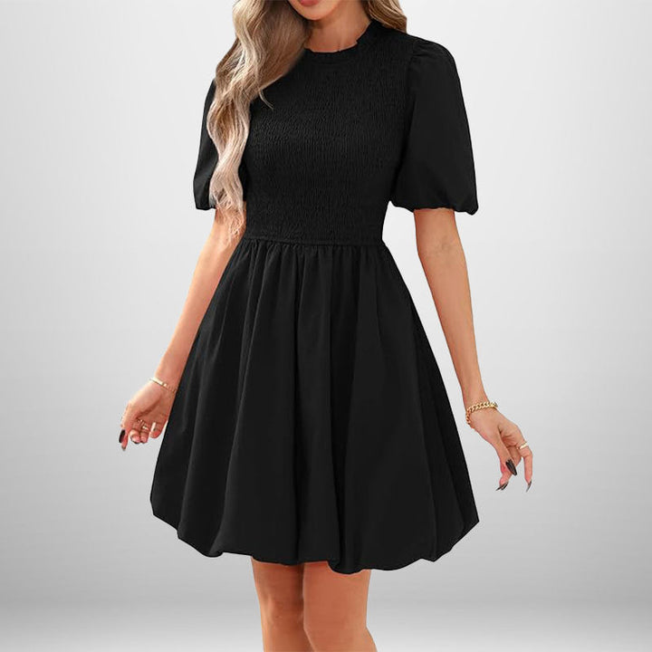 Damen Minikleid mit Ballonärmeln und elastischem Bustier W&W Mode
