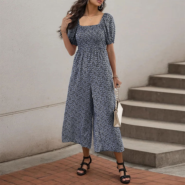 Damen Oversized Jumpsuit mit Puffärmeln und elastischem Taillenbund W&W Mode