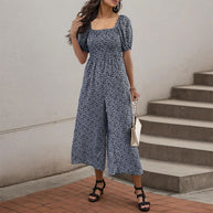 Damen Oversized Jumpsuit mit Puffärmeln und elastischem Taillenbund WW