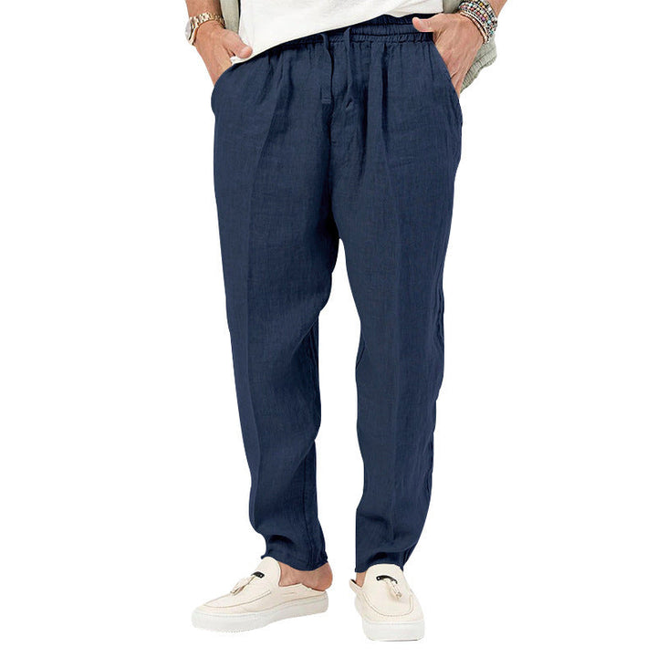 Herren Leichte Leinenhose mit elastischem Bund und praktischen Eingrifftaschen W&W Mode