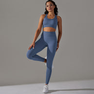 Damen Sport-BH und Hochbund-Leggings Set mit nahtloser Verarbeitung und atmungsaktiven Eigenschaften WW