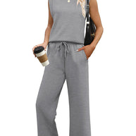 Damen Relaxed Fit Jumpsuit mit verkürzten Ärmeln und bequemem Bund WW