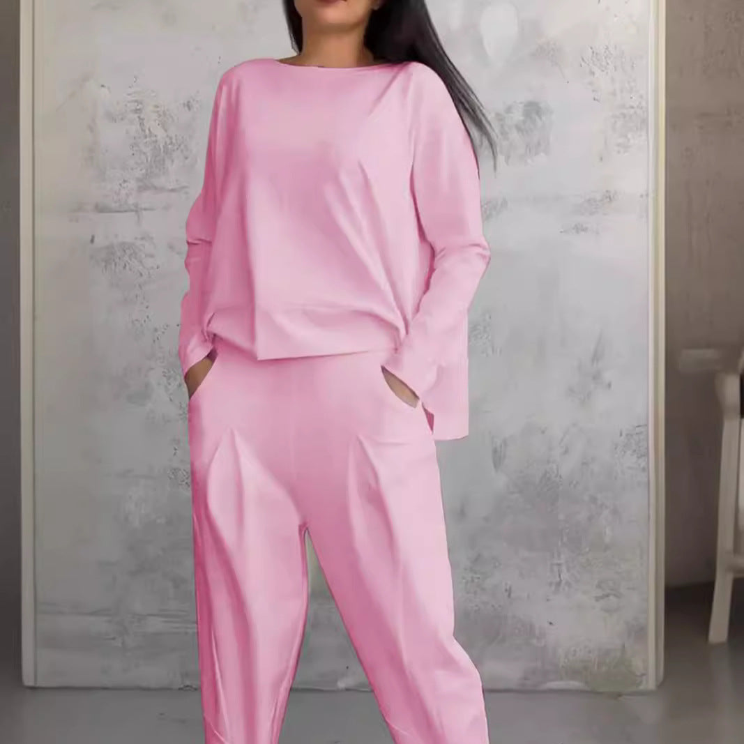WW | Einfarbiges Slim-Fit Hosenanzug mit Rundhalsausschnitt