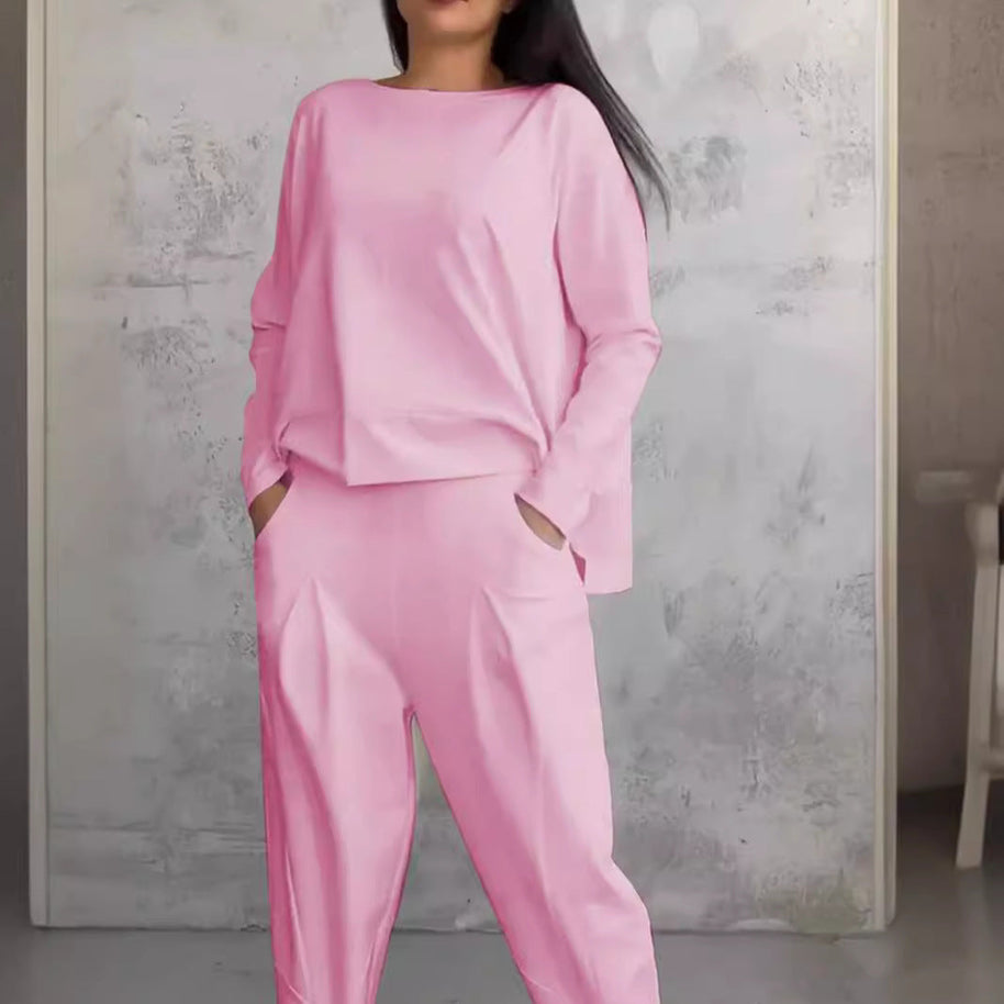 WW | Einfarbiges Slim-Fit Hosenanzug mit Rundhalsausschnitt