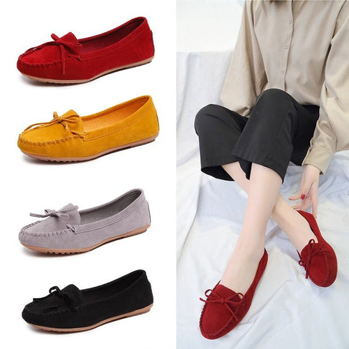 Damen Mokassins mit eleganter Ziernaht und weichem Veloursleder W&W Mode