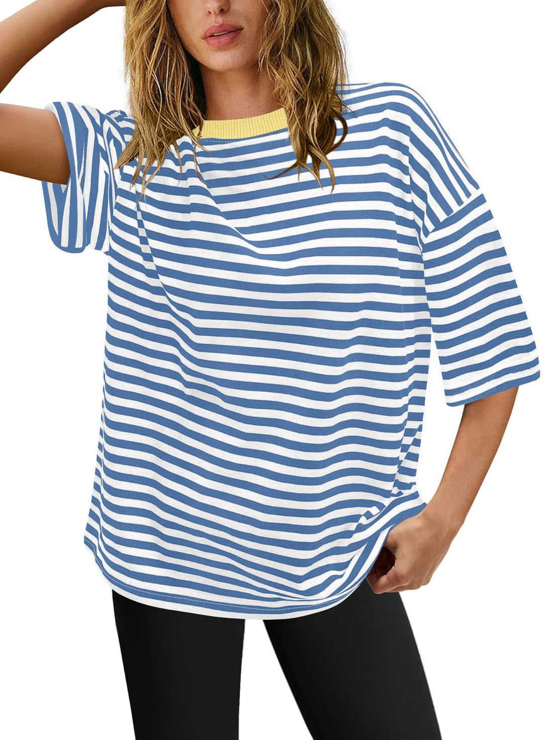 Damen Übergrößen T-Shirt mit Streifenmuster W&W Mode