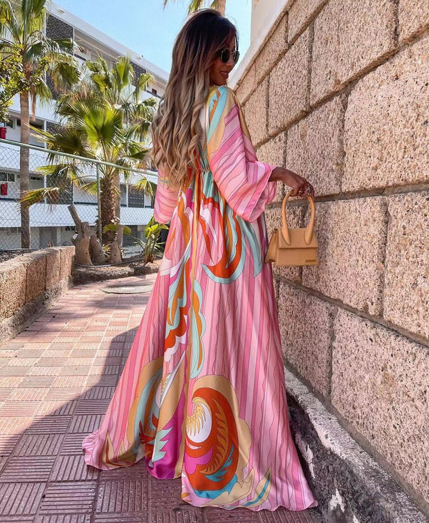 WW | Kurzarm Schwingendes Langkleid