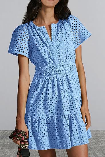 Damen Sommerliches Kurzkleid mit Stickerei WW