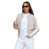 Damen sportlicher Strickpullover mit modischem Streifenmuster WW