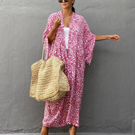 Damen Kimono-Robe mit Leopardenmuster WW