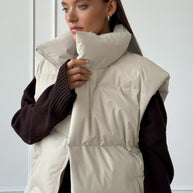 Damen Steppweste mit hohem Kragen und Taschen WW