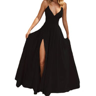 Damen Maxikleid mit elegantem V-Ausschnitt und seitlichem Schlitz WW