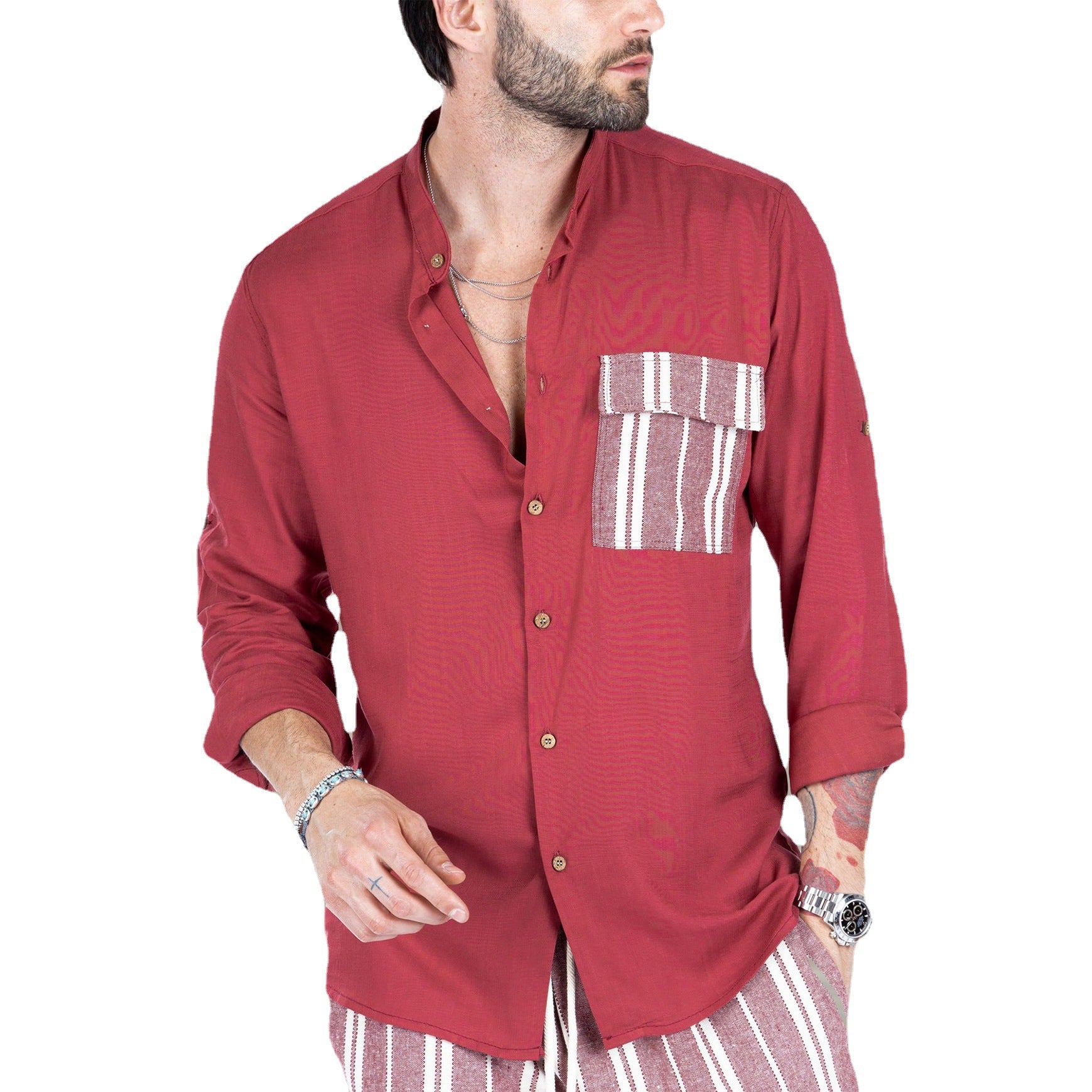 Herren luftige Sommerbluse mit Streifenmuster WW
