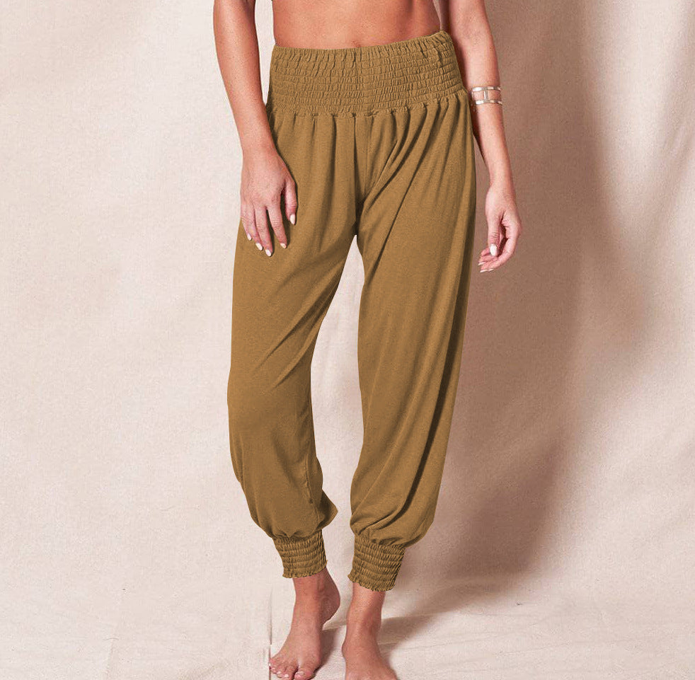 Damen weiche und bequeme Relax-Hosen mit elastischem Bund und buntem Design W&W Mode