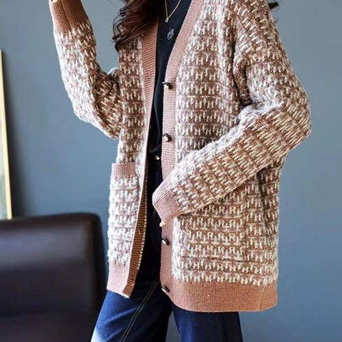 Damen Strickjacke im modernen Graphic-Design WW