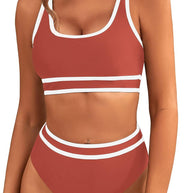 Damen Sportliches Bikini-Set mit breiten Trägern und hohem Schnitt WW